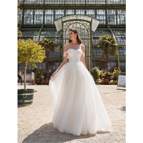 Sexy Backless Boat Neck Lace A Line Wedding Dress Appliques Off The Shoulder Vintage Bridal Gown свадебное платье 2021