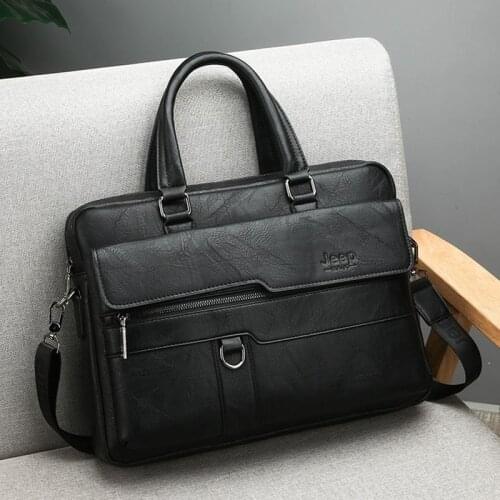 TopFight Luxury Designer PU Leather Man Briefcase Business Men Ladies Portable Zipper File Bag Double Deck Data Package