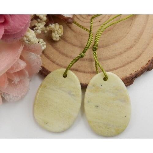Charms Jewelry Earrings Pairs,Natural Serpentine Handmade round Earrings Beads 24x18x2mm 4.28g