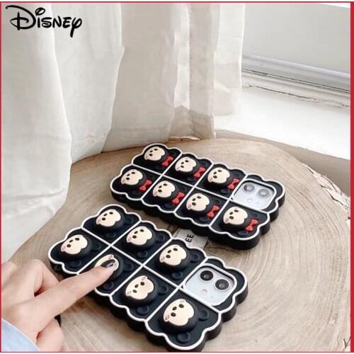 Disney Mickey Mouse Minnie Relieve Stress Pop Fidget Toys Phone Case For Iphone 6 6S 7 8 SE X XS XR 11 12 Pro Max Silicon Cover