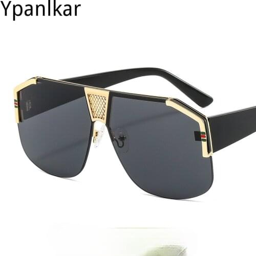 2021 Rimless Sunglasses Women Men Oversized Square Gradient Shades Big Frame Vintage Sun Glasses Female Luxury Glasses UV400