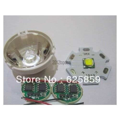Cree XM-L LED T6 White Light + 3.7V Driver + Lens with Base Holder