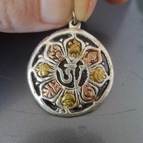 TBP279 Tibetan Eight Auspicious Babao Pendant Tibet Metal Amulet for Man