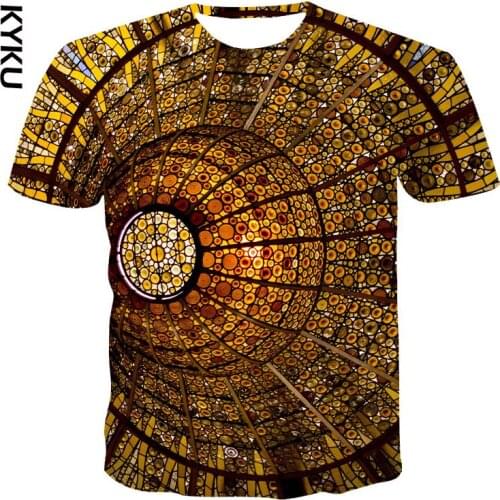 Three-dimensional tunnel graphic T-shirt casual Harajuku tops 3D lattice mens T-shirt summer O-neck shirt plus size streetwear