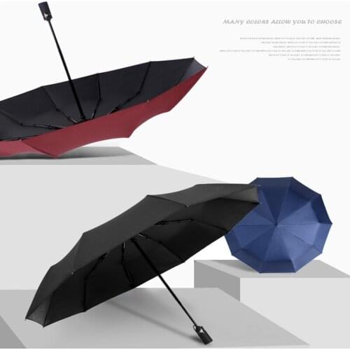 Three Folding Wind Resistant Fully-Automatic Umbrella Folding Men Women Sun Rain Windproof Black Coating Anti UV Umbrellas