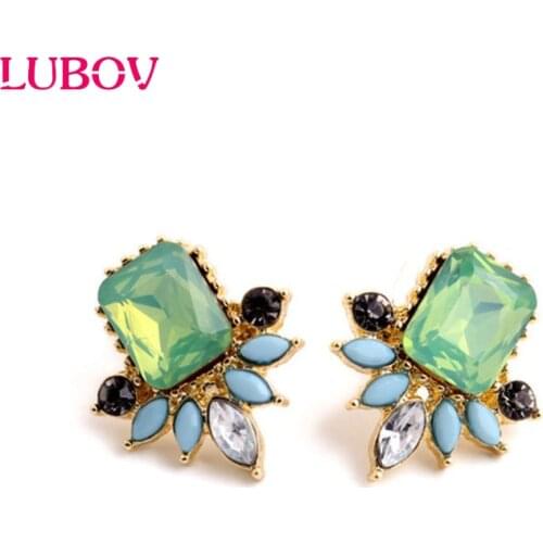 Womens 2018 fashion earrings gorgeous New brand sweet metal with gems stud crystal earring for women girls