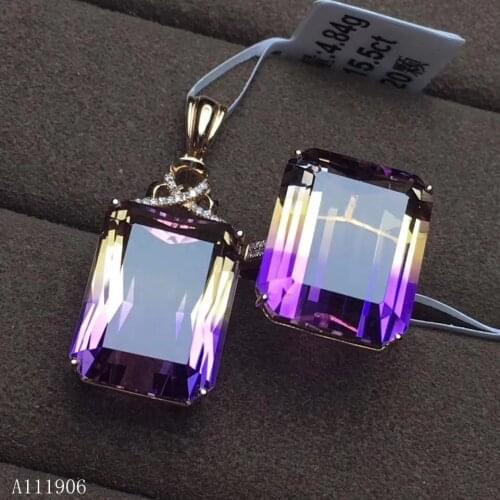 KJJEAXCMY boutique jewelry 925 sterling silver inlaid amethyst gemstone female ring necklace pendant new big ring face wexhu