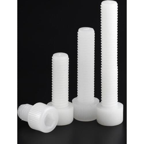 10PCS M8*10 12 15 20 25 30 35 40 45 50 White Nylon Hex Socket Head Cap Screw Plastic Hexagon Screws Bolts M8x10 M8x30 M8x50