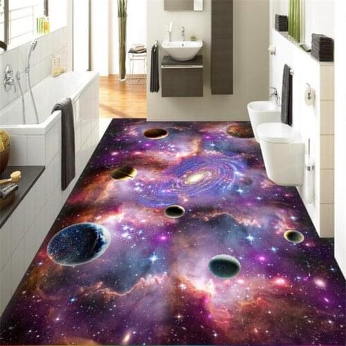 Beibehang Custom flooring 3d photo three-dimensional decoration to draw the universe Starry Galaxy 3D flooring tiles wallpaper