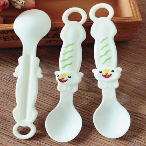 4Pcs PP Plastic Baby Cartoon Spoon Set Infant Feeding Spoon Tableware Set Kid Creative Food Dinnerware Handle Utensils