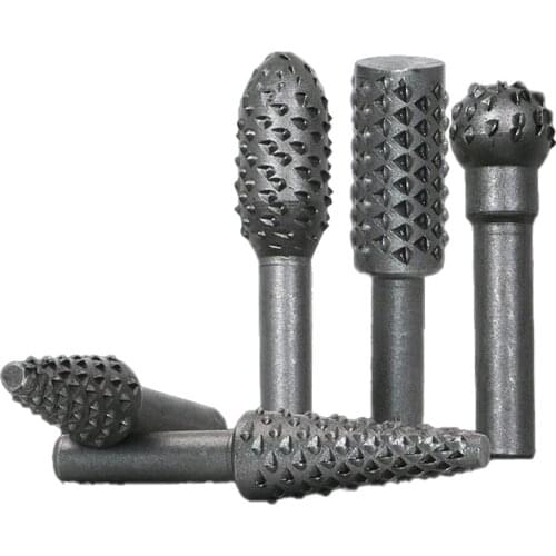 5pcs/set Power Tools Woodworking rasp chisel shaped rotating embossed grinding head power tool engraving pattern cutter milling