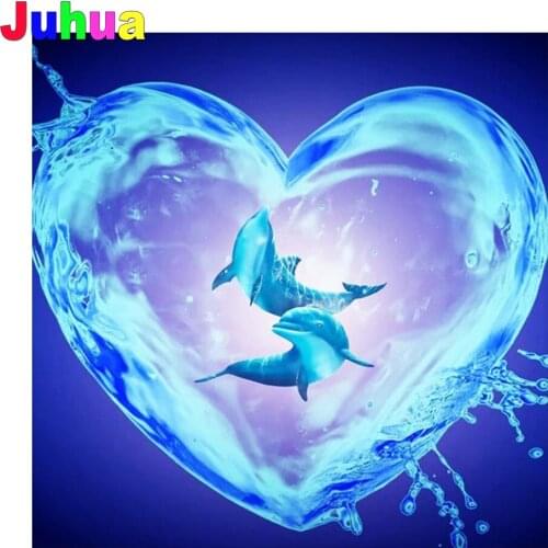 Dolphin 5d Diy diamond painting full drill animal heart diamond embroidery mosaic painting diamond stitch home decor