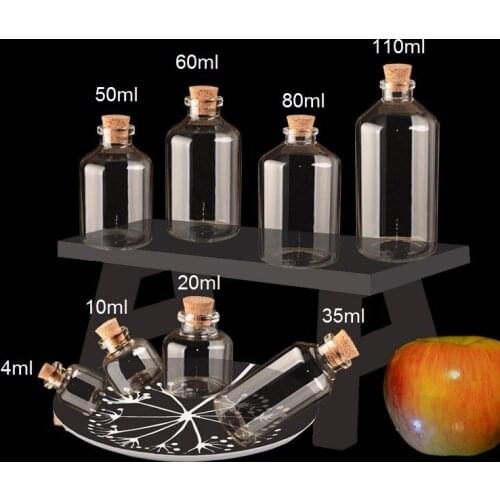 9 Kinds Of Sizes Small Mouth Empty Drifted Bottles with Corks Jars Containers Bottle Bulk