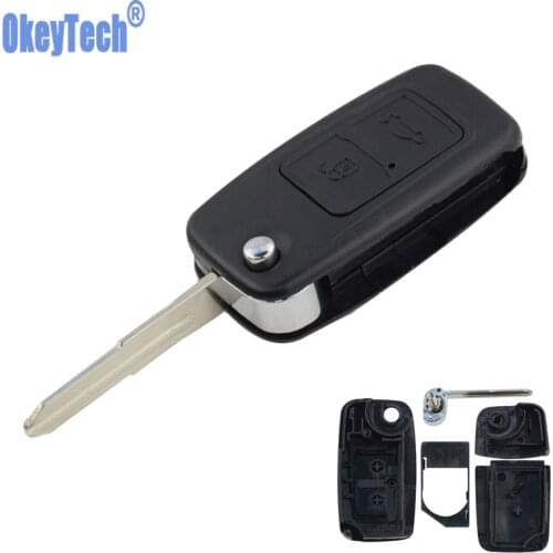 OkeyTech 2 Buttons For Chery A5 Fulwin Tiggo E5 A1 Cowin Car Key Case Remote Key Shell Fob Blank Key Folding Flip Uncut Blade