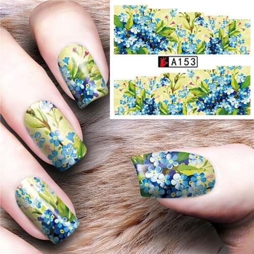 Flower Series Floral Full Cover Water Transfer Sticker Nail Art Sticker Water Decal Flower Nail Stickers Leaves For Manicuring