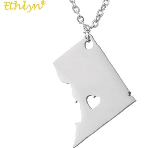 Ethlyn Washington DC Map Jewelry Pendant American Symbol Stainless Steel Necklace Scenic Gifts P178