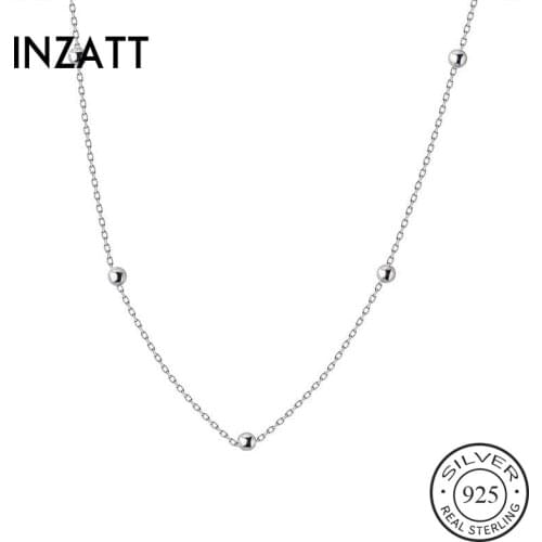 INZATT Real 925 Sterling Silver Bead Pendant Choker Necklace For Fashion Women Minimalist Fine Jewelry Bohemia Accessories