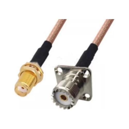 RG142 Cable SMA Female To UHF SO239 Female 4 Hole Flange Panel Mount Connector RF Coaxial Jumper Pigtail Cable
