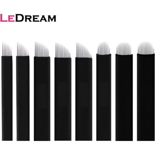 50PCS/lot 0.18mm Black Tatu Tattoo Microblading Microneedling Needles Blade Cartridge For Eyebrow Lips Permanent Makeup Needles