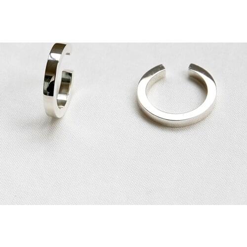 3.2mm Authentic S925 Sterling Silver Fine Jewelry high polished Solid Square Line Band Ring Retro adjust J354