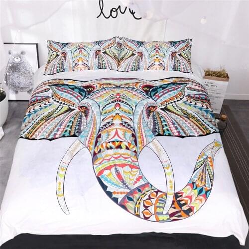 3D Mandala Elephant Print Duvet Cover Set Single Double Queen King Size Bed Linen Boho Quilts Comforter Bedding Sets