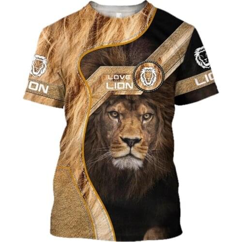 2021 Summer Fashion Mens T-shirt Love Lion 3D Printed Harajuku Short Sleeve T shirts Unisex Casual Streetwear Tops KJ0146