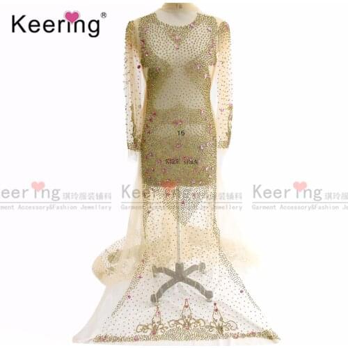 Mix colors Larg panel Rhinestone Bodice Floor Length wedding evening dress WDP-250