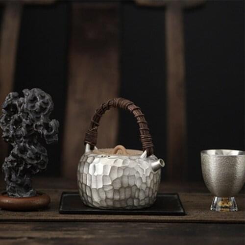 LIZAOTAO Gilt Silver Teapot Pure Hand-filtered Tea Maker Gift Ceramic Kung Fu Tea Set Single Pot Large Beam Pot
