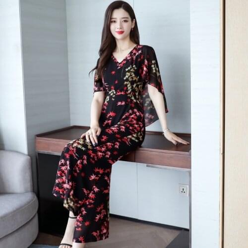 M-3XL fashion womens jumpsuit 2021 summer new chiffon high-waist jumpsuit is thin and fall feeling one-piece wide-leg jumpsuit
