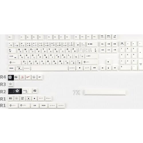 Pure Black White Japanese Character KeycapsFor Cherry Mx Switch Mechanical Keyboard Cherry Profile PBT Key Cap 6.25u 7U Spacebar