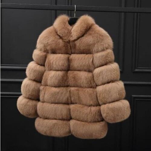XS-4XL Plus size winter fashion fur coat women thicken warm faux for fur coat female long sleeve fur stitching outwear