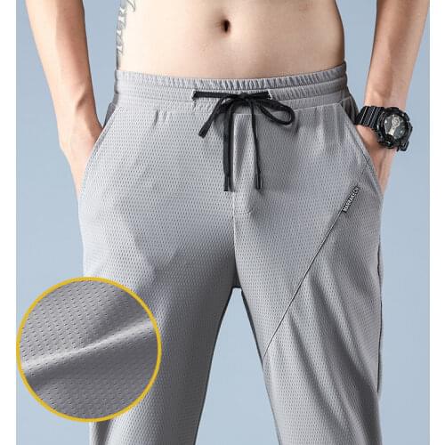 Mens Summer Pants Light Weight Techwear Elastic Band Straight Trousers Male 2021 Non-iron Casual Stretch Spandex Nylon Pants