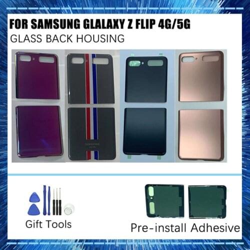 1Pcs Original Rear Glass For Samsung Galaxy Z Flip 4G 5G Version F700 F707 Back Glass Housing Battery Cover Replacement Part