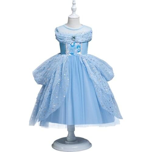 New Anna Elsa Dress Kids Princess One-shoulder Tutu Skirt Party Costume Cosplay Snow Queen Fantasy Baby Girls Dresses
