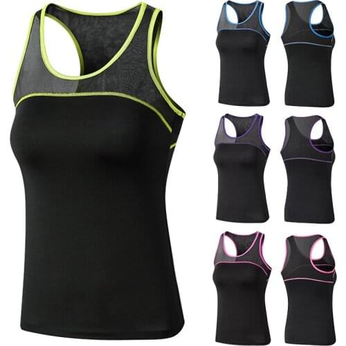 New Yoga Tops Sexy Gym Sportswear Vest Fitness Tight Mesh Splice Sleeveless Running shirt Quick Dry Yoga Tank Top