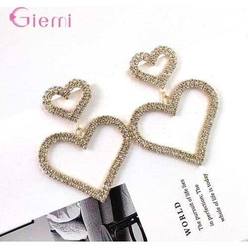 New Arrivals Genuine 925 Sterling Silver Heart Shape Dangle Earrings Jewelry Women Fashion Jewelry For Wedding Anniversary