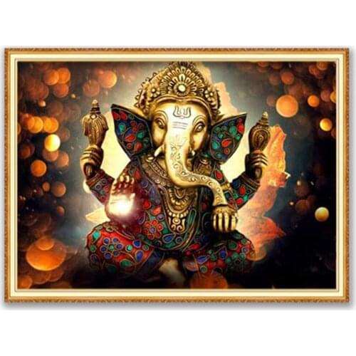 Region Ganesha DIY Cross Stitch Embroidery 11CT Kits Craft Needlework Set Cotton Thread Printed Canvas Home Decoration Design