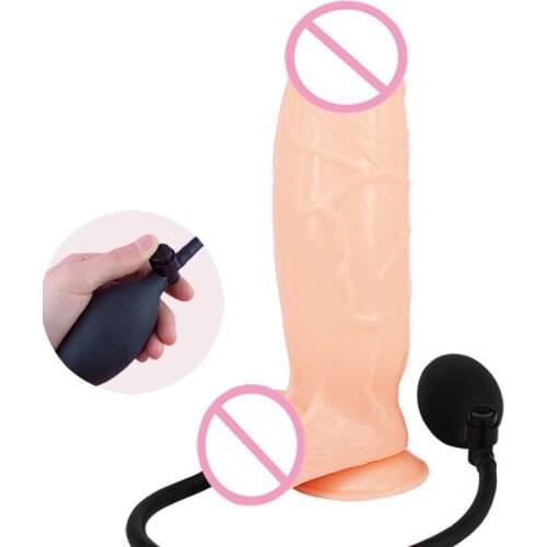HOWOSEX Huge Realistic Inflatable Dildo Flesh Penis With Suction Cup Expandable Penis Vagina Massager Sex Toys For Gay Women