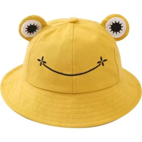 Doitbest 2021 women Cotton Bucket Hats Summer Panama Cute frog Sun Cap Spring female womans Outdoor Beach Fisherman Hat