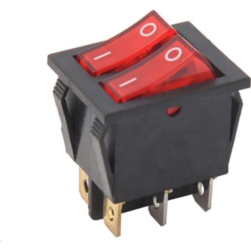 50PCS Switch KCD2-2101N lamp LED illuminated Rocker Switch Double Button 6Pin ON-OFF 15A/250V 20A/125V Car Dash Dashboard Truck