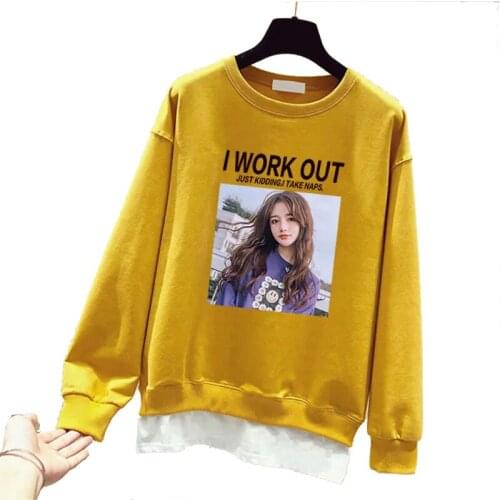 Fake two-piece sweater Loose Korean version Sweater female students loose wild polo collar 2021 new autumn fashion coat