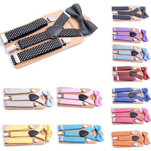 12 Colors New Baby Boys Kids Suspender + Bow Tie Matching Colors Sets for Boys Girls Kids Child Toddler