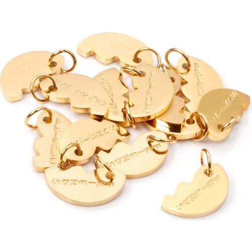ASON 10pcs/Lot Jewellery Making Supplies Sainless Steel Half Heart Charms Necklace Bracelet Wholesale Accessories