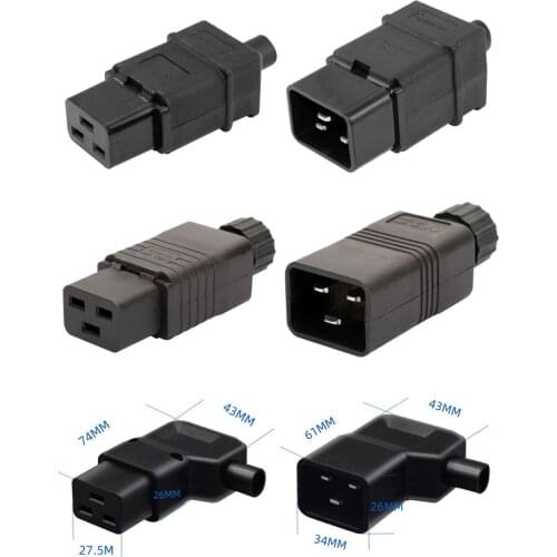 Supply Black IEC320-C19/C20 assembled plug PDU chassis dedicated male female wiring plug 16A free welding plug socket convertor