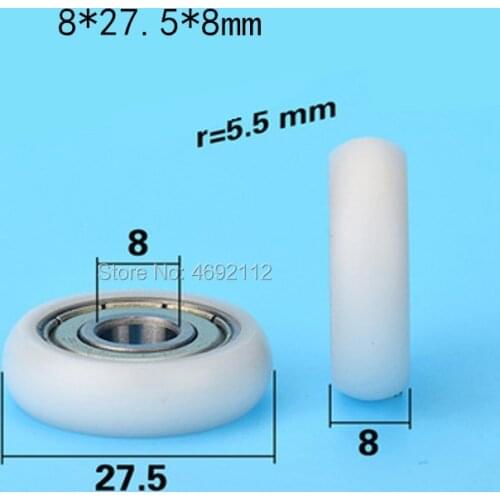 10 PCS 8*27.5*8mm ID 8mm instrument equipment door and window pulley small wheel rubberized bearing pulley plastic coated roller