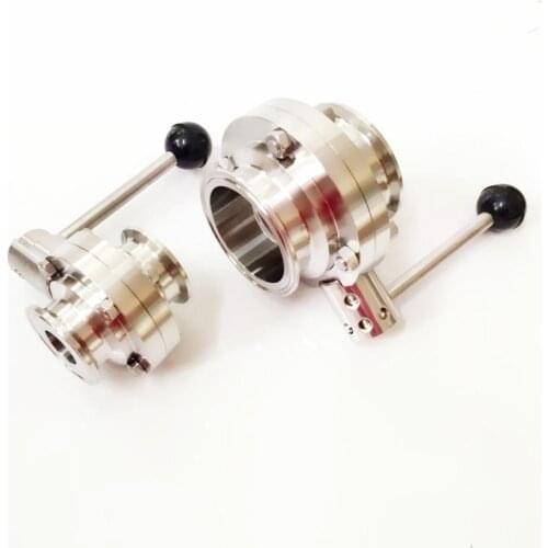 Fit 63mm Pipe OD x 2.5" Tri Clamp Sanitary Butterfly Flow Control Valve SUS 316L Stainless Beer Brewing Home