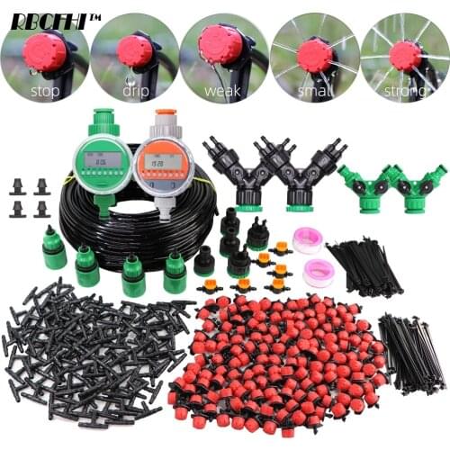 5-50M Drip Irrigation System Garden Hose Timer Controllers 4/7mm Micro Drop Kits Irrigator Adjustable Dripper Flowers Watering
