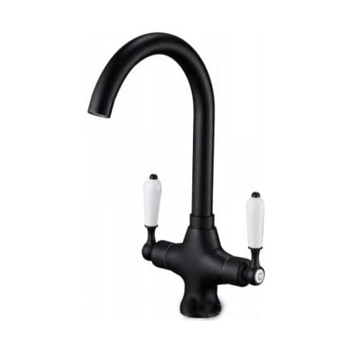Vidric Double handle kitchen hot and cold faucet Paint matte black sink faucet + tube