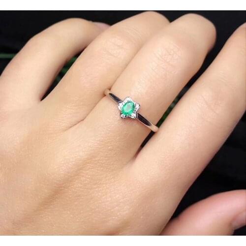 Natural green emerald gem Elegant Small Stars Ring S925 Silver Natural gem stone Ring girl Womens party gift fine Jewelry