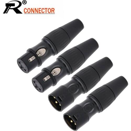 10pcs/lot 3 Pin XLR Plug Jack Male/Female 3 Pole XLR Socket Microphone MIC Cable Wire Connector Black Color Wholesales